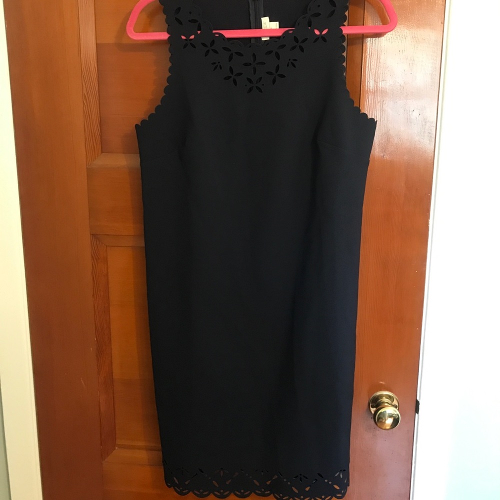 J. Crew Navy Scalloped Detail Dress